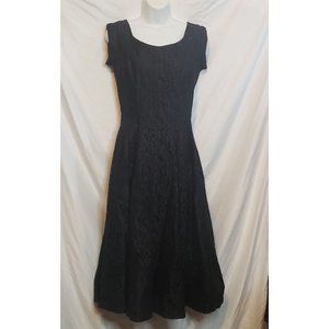 Vintage Julie Miller Long Lace Dress Black Size 10 12 New Zipper